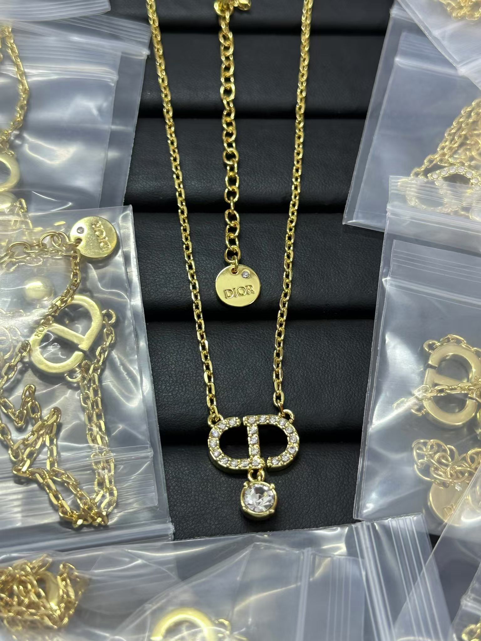 Replica Dior CD Pendant Diamond Drop Necklace