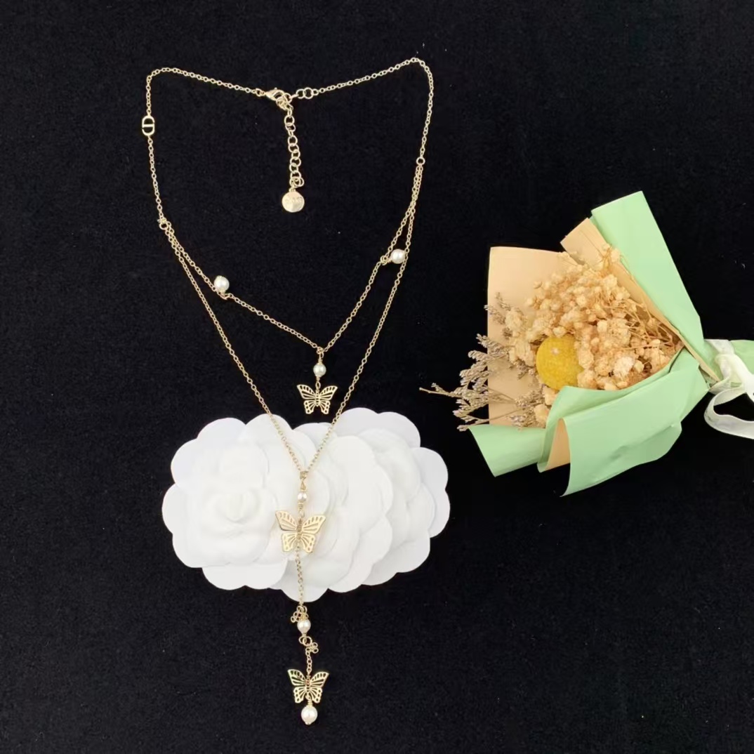 Replica Dior Butterfly Two Layered Long Y Necklace
