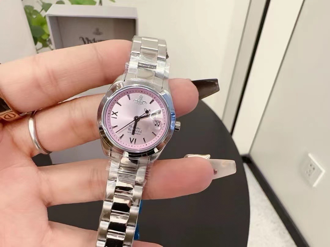 Replica Vivienne Westwood Light Pink Dial Saturn Watch - 28MM