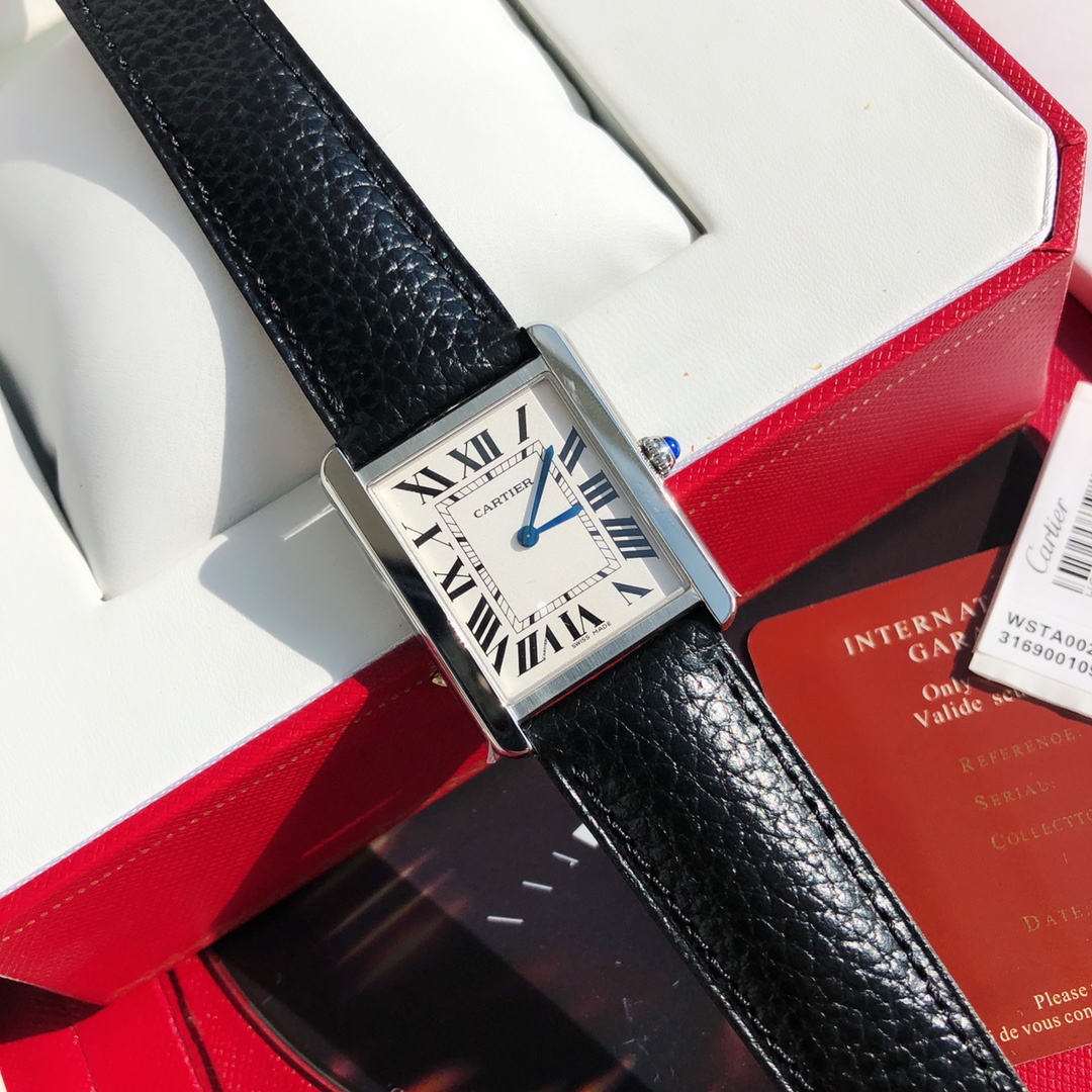 Replica Cartier Classic Tank Series Calf Leather Strap Women Watch