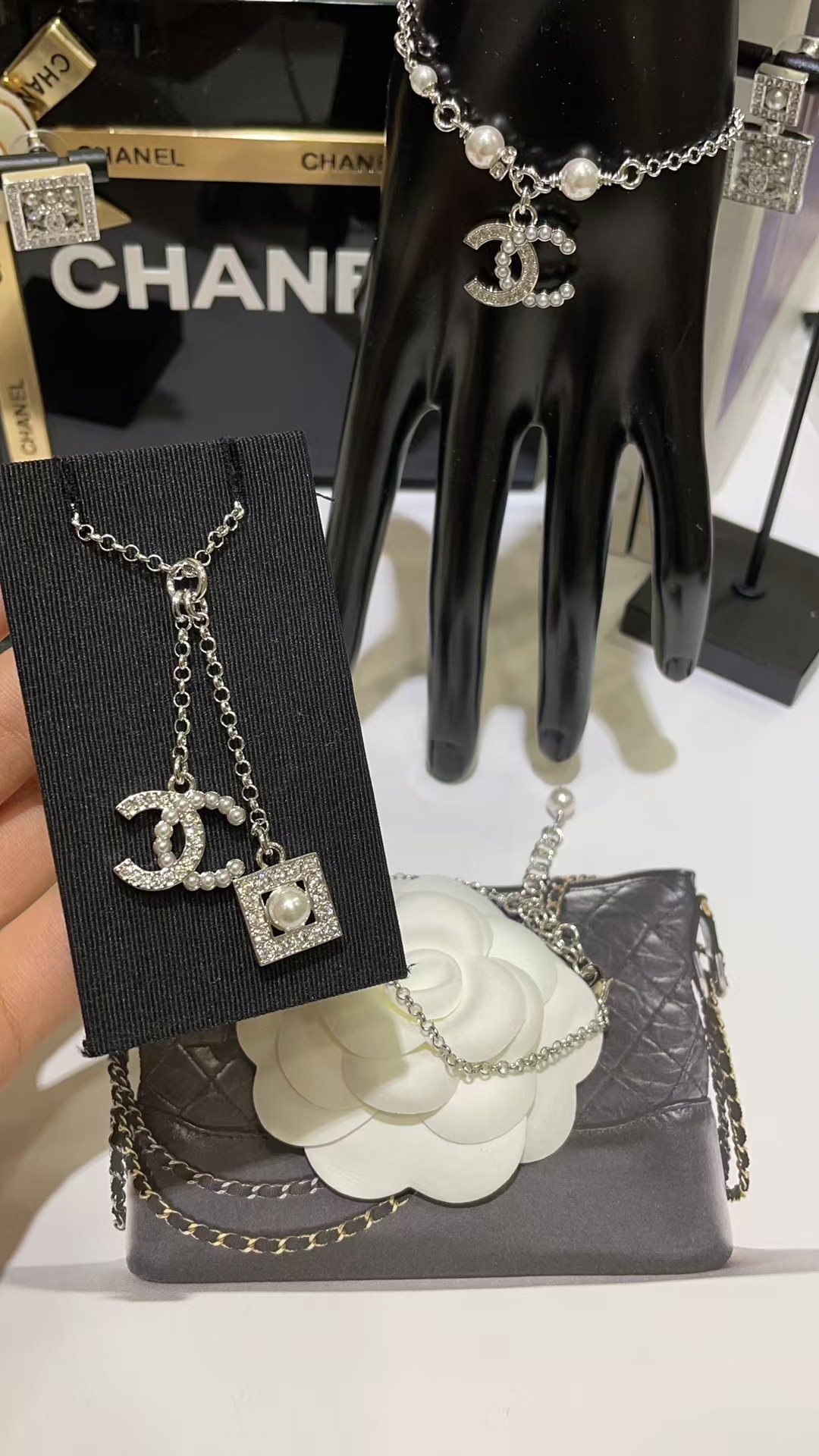 Replica Chanel Two Pendants Drop Y Necklace