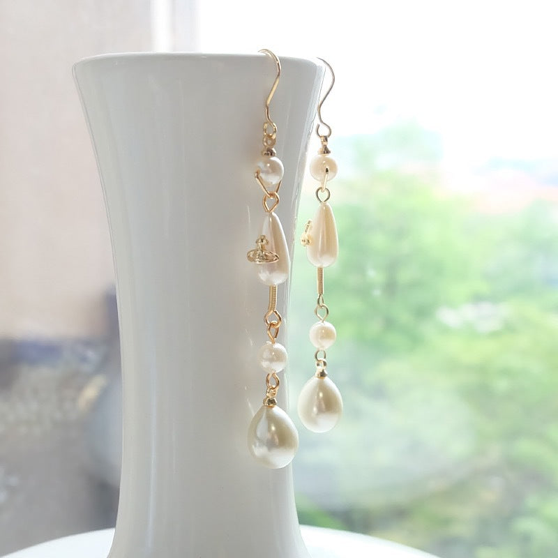 Replica Vivienne Westwood Teardrop Pearl Saturn Earrings