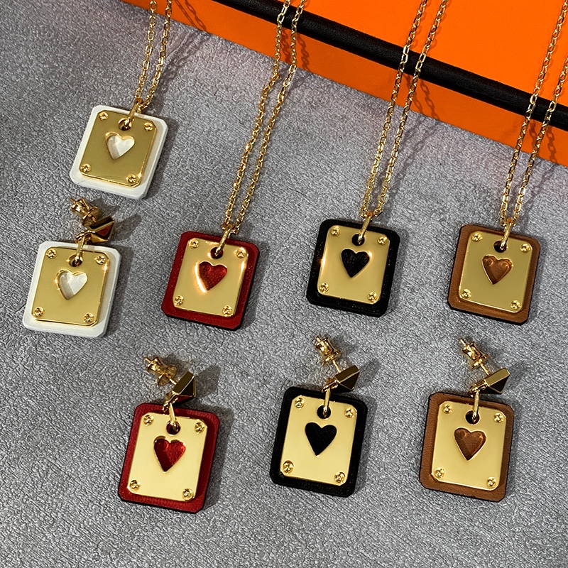 Replica Hermes Cowhide Leather Square Tag Earrings