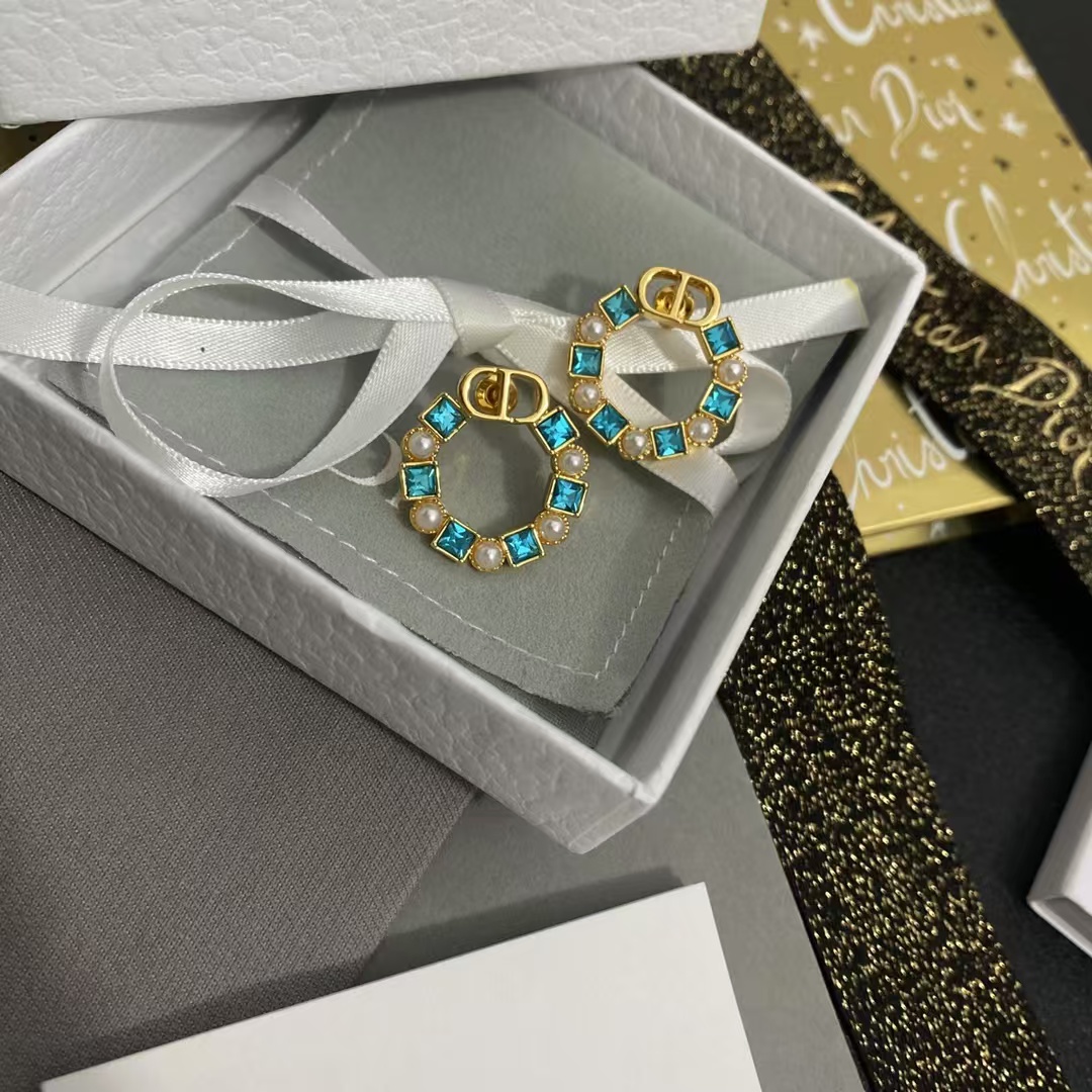 Replica Dior Color Gem Rhinestone Earrings
