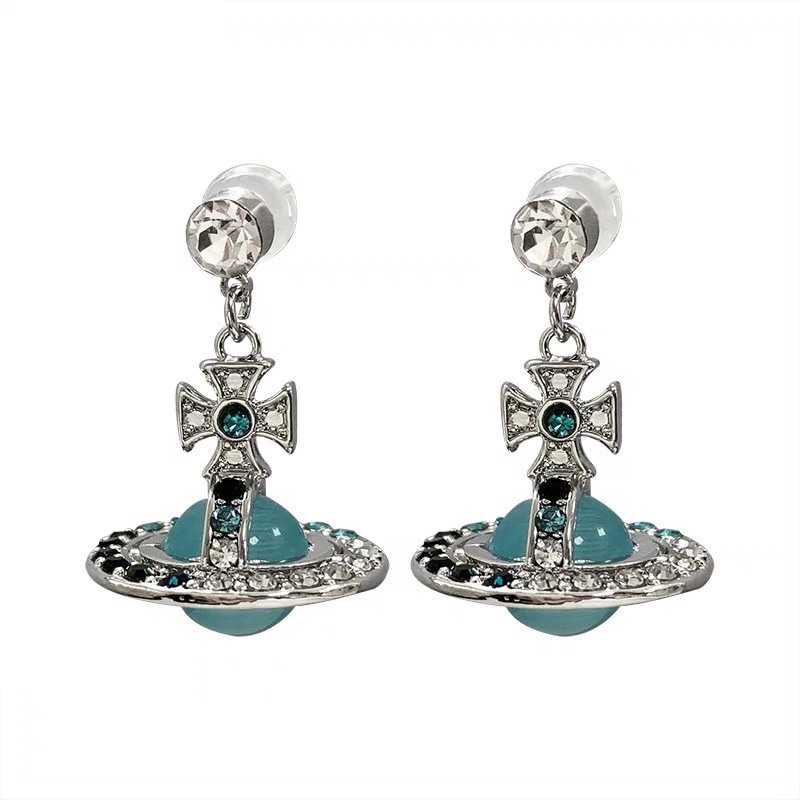 Replica Vivienne Westwood Lake Blue Saturn Earrings