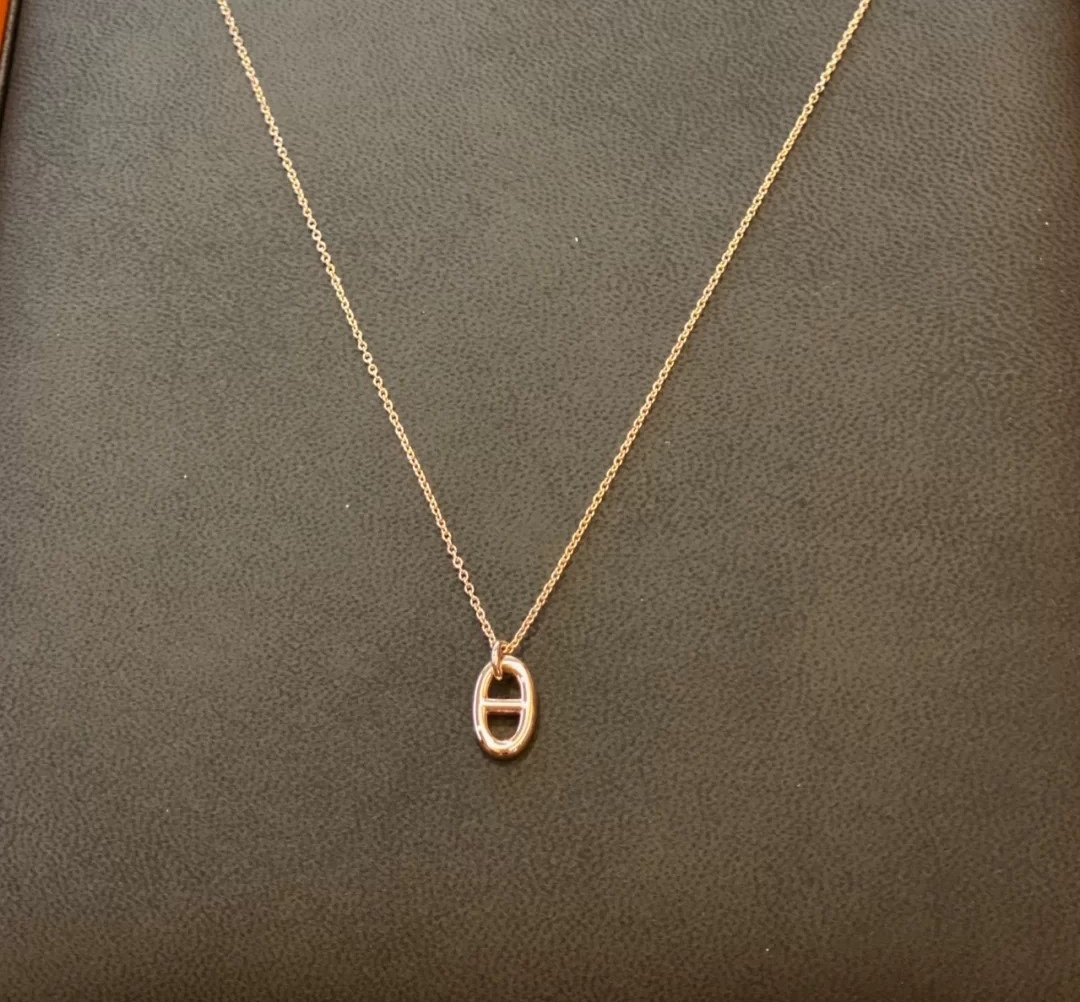 Replica Hermes Pig Nose Pendant Necklace - No Diamond