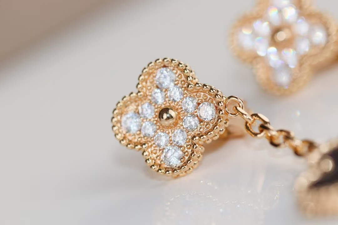 Replica Van Cleef & Arpels Grey Mother of Pearl Magic Alhambra Earrings 2 Motifs