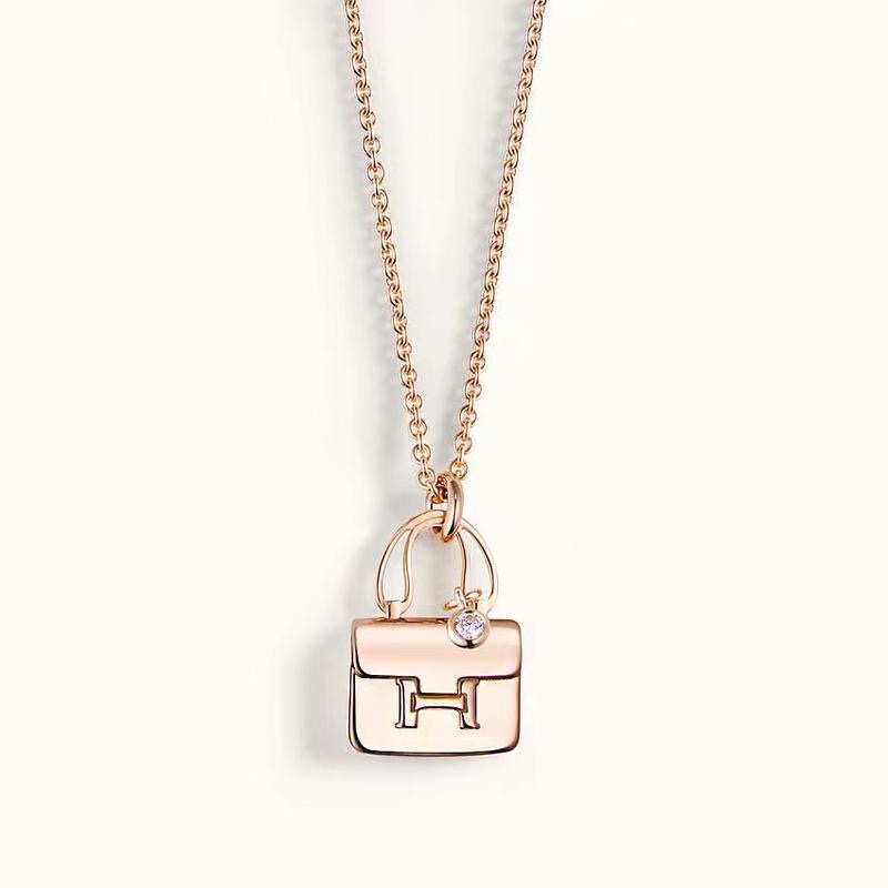 Replica Hermes Plain Surface Bag Pendant Necklace