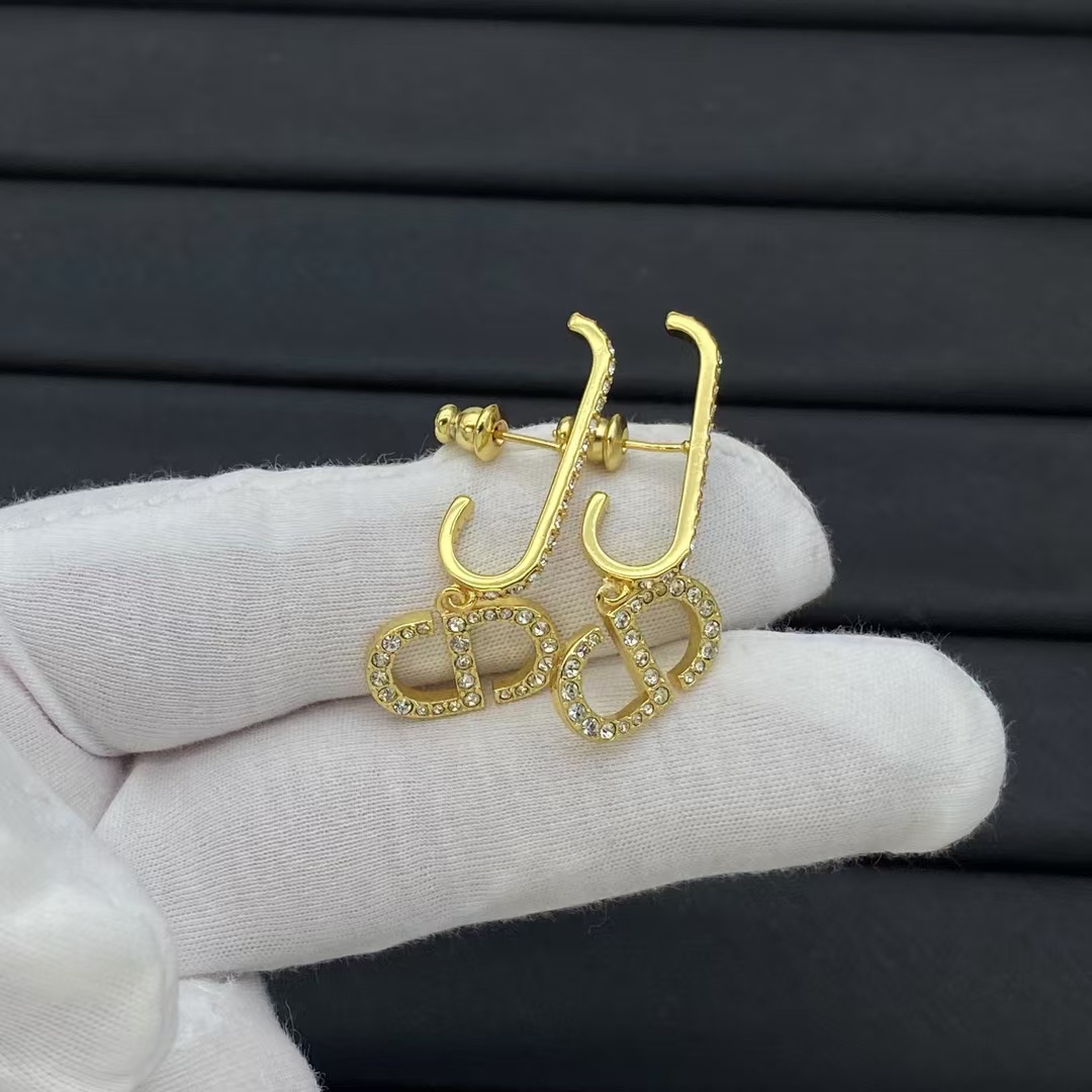 Replica Dior Huggie Hoop Earrings with CD Drop