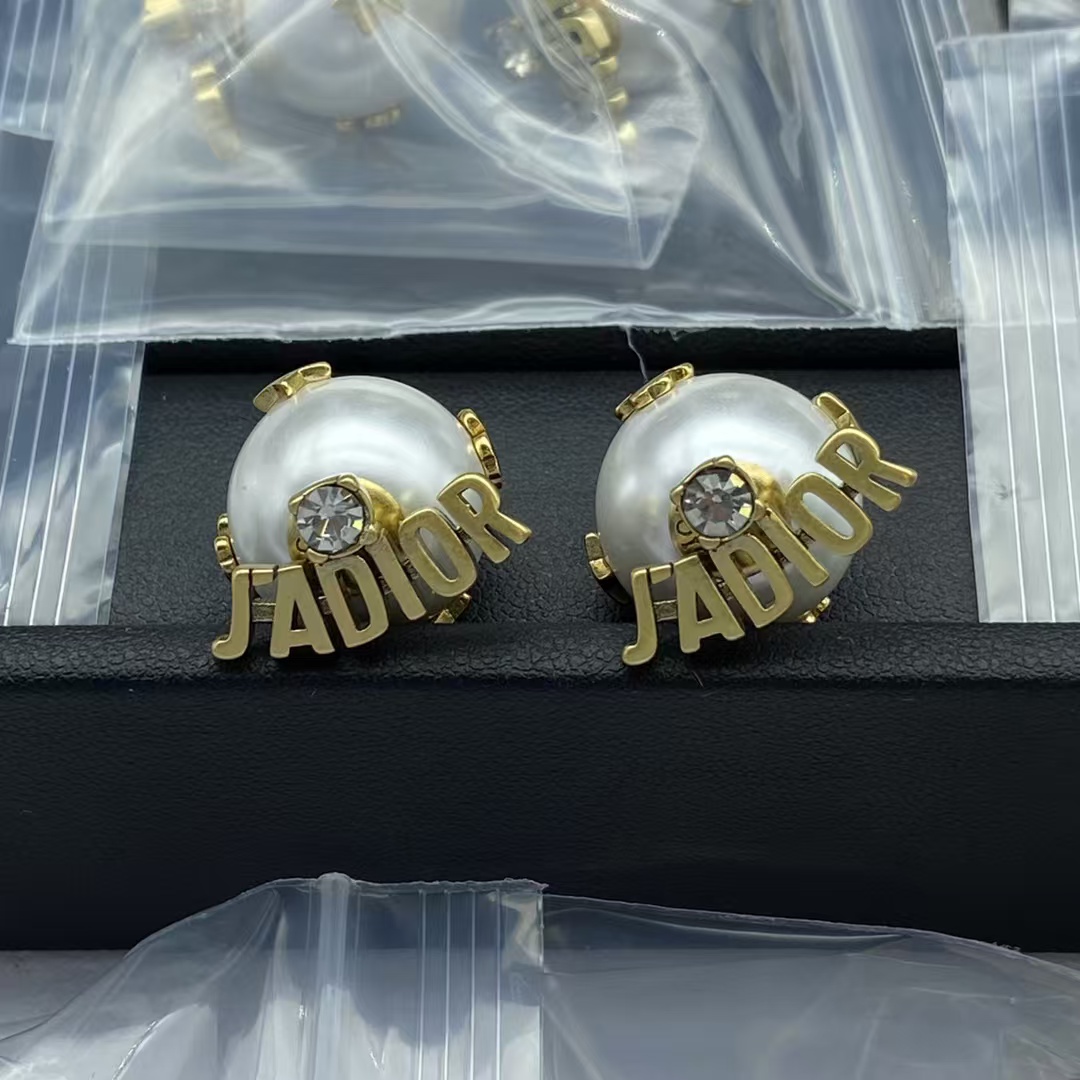 Replica Dior JADIOR Paved on Pearl Stud Earrings
