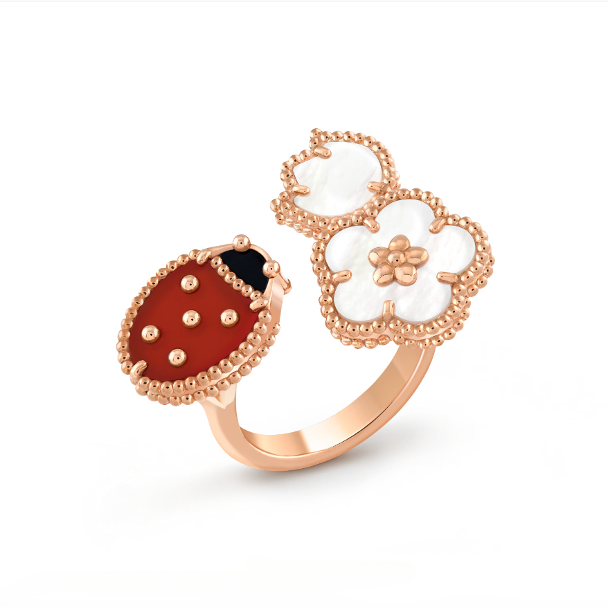 Replica Van Cleef & Arpels Flower and Ladybug Ring