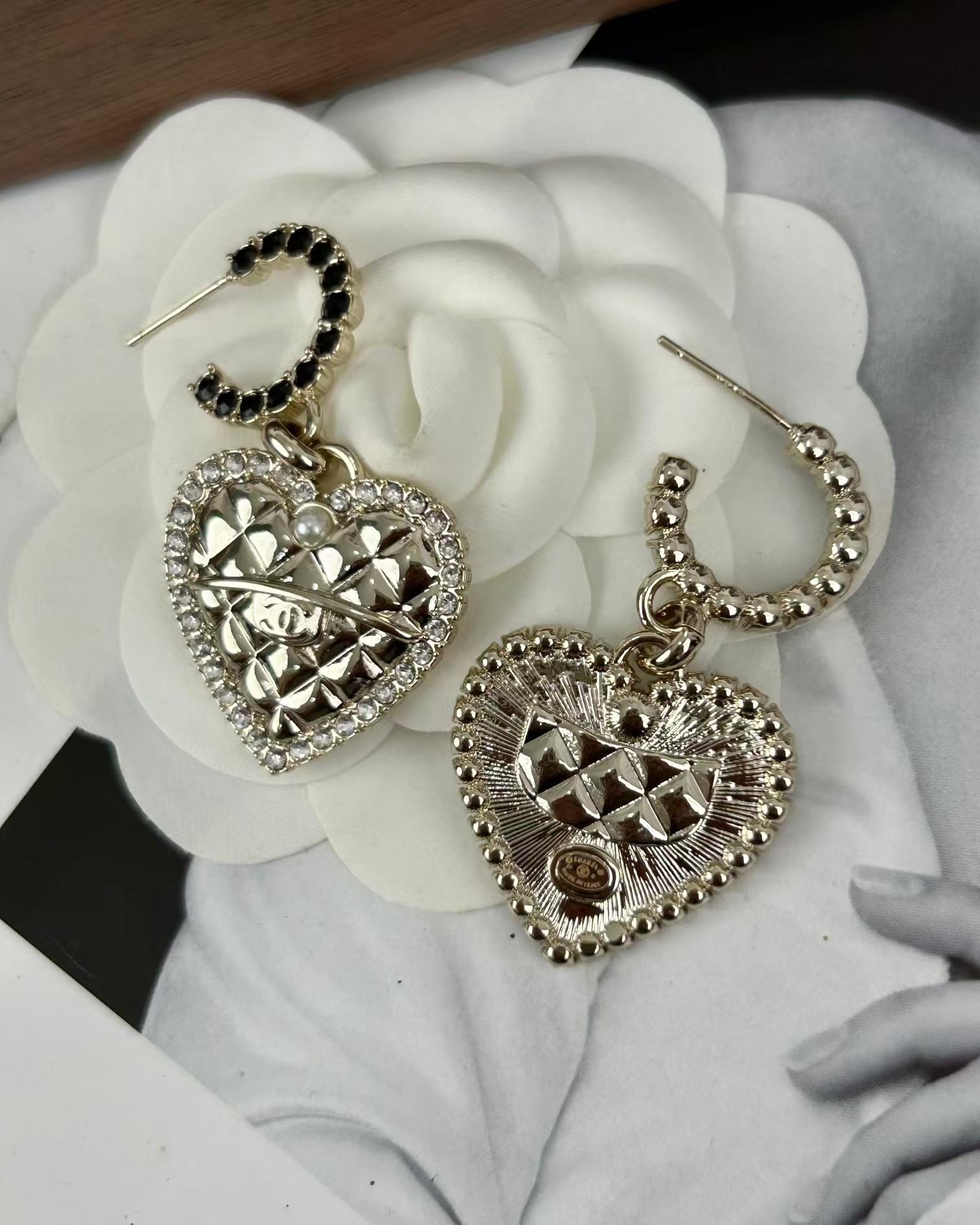 Replica Chanel Hoop with Heart Dangle Earrings