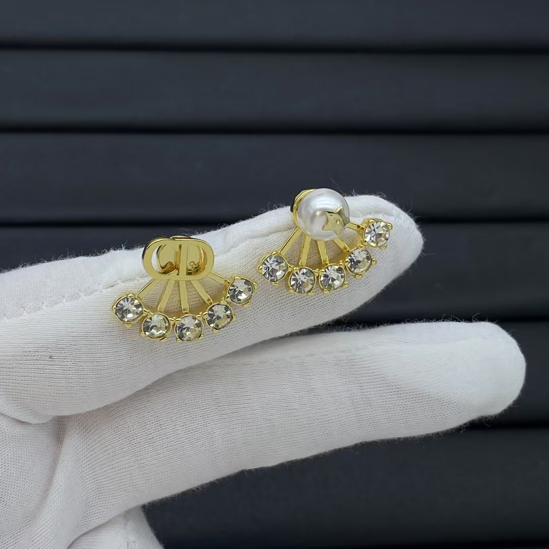 Replica Dior Asymmetric Diamond Paved Stud Earrings