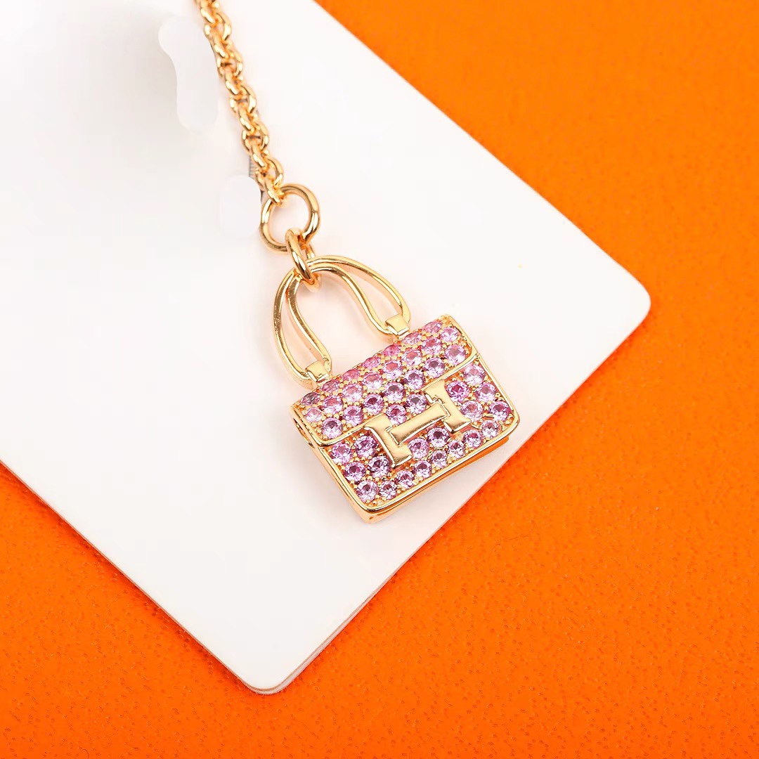 Replica Hermes Pink Diamond H Bag Bracelet