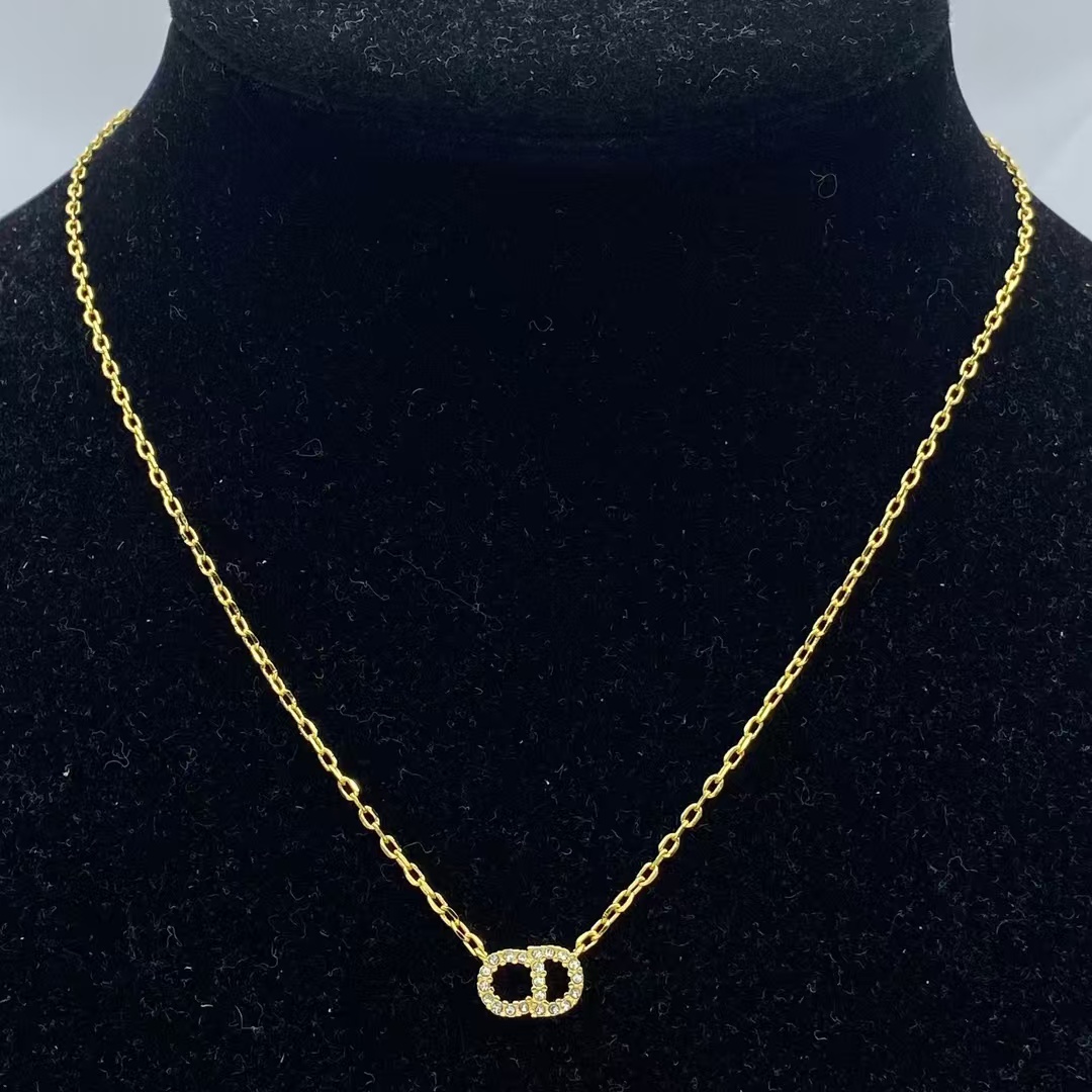 Replica Dior Minimalistic CD Pendant Gold Chain Necklace