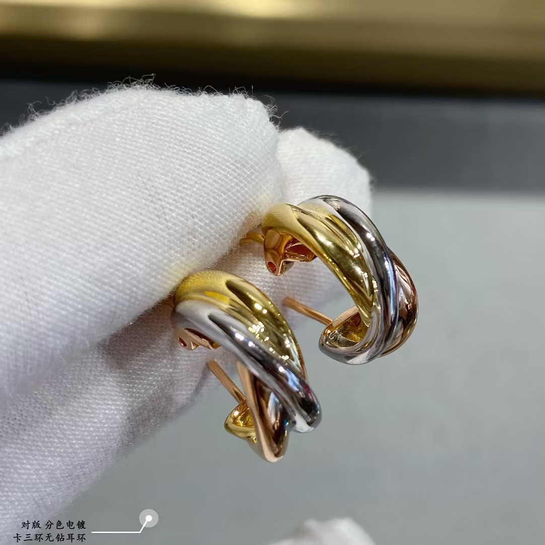 Replica Cartier Three Colors Metal Hoop Earrings