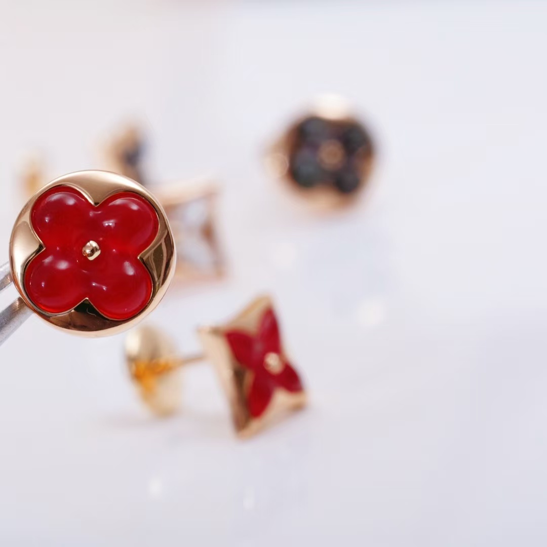 Replica Louis Vuitton AB Asymmetric Red Carnelian Earrings