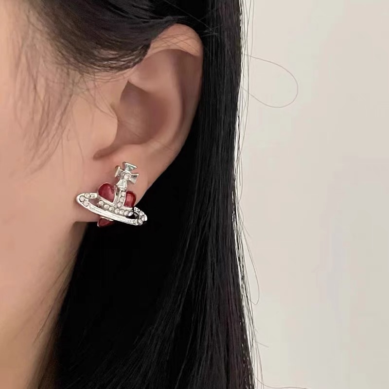 Replica Vivienne Westwood Enamel Love Heart Saturn Earring Stud