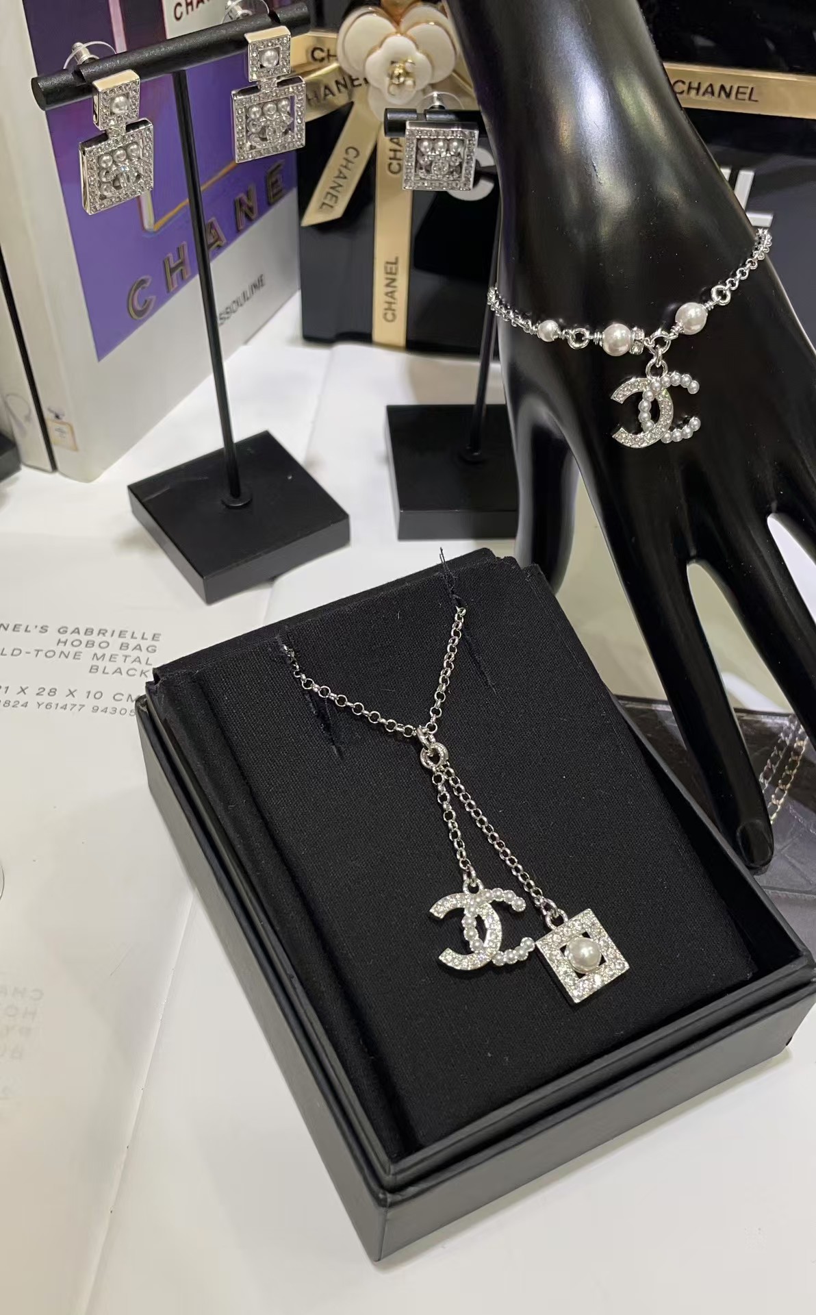 Replica Chanel Two Pendants Drop Y Necklace