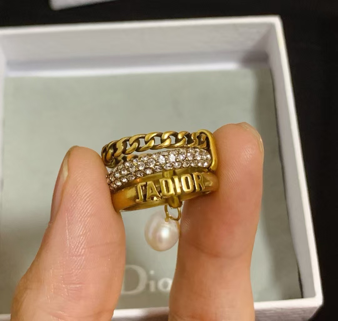 Replica JADIOR 3 Layers Pearl Dangle Ring