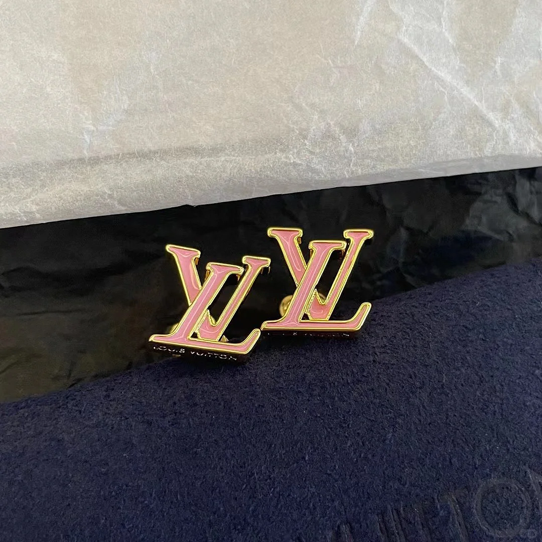 Replica Louis Vuitton Pink LV Letter Earrings
