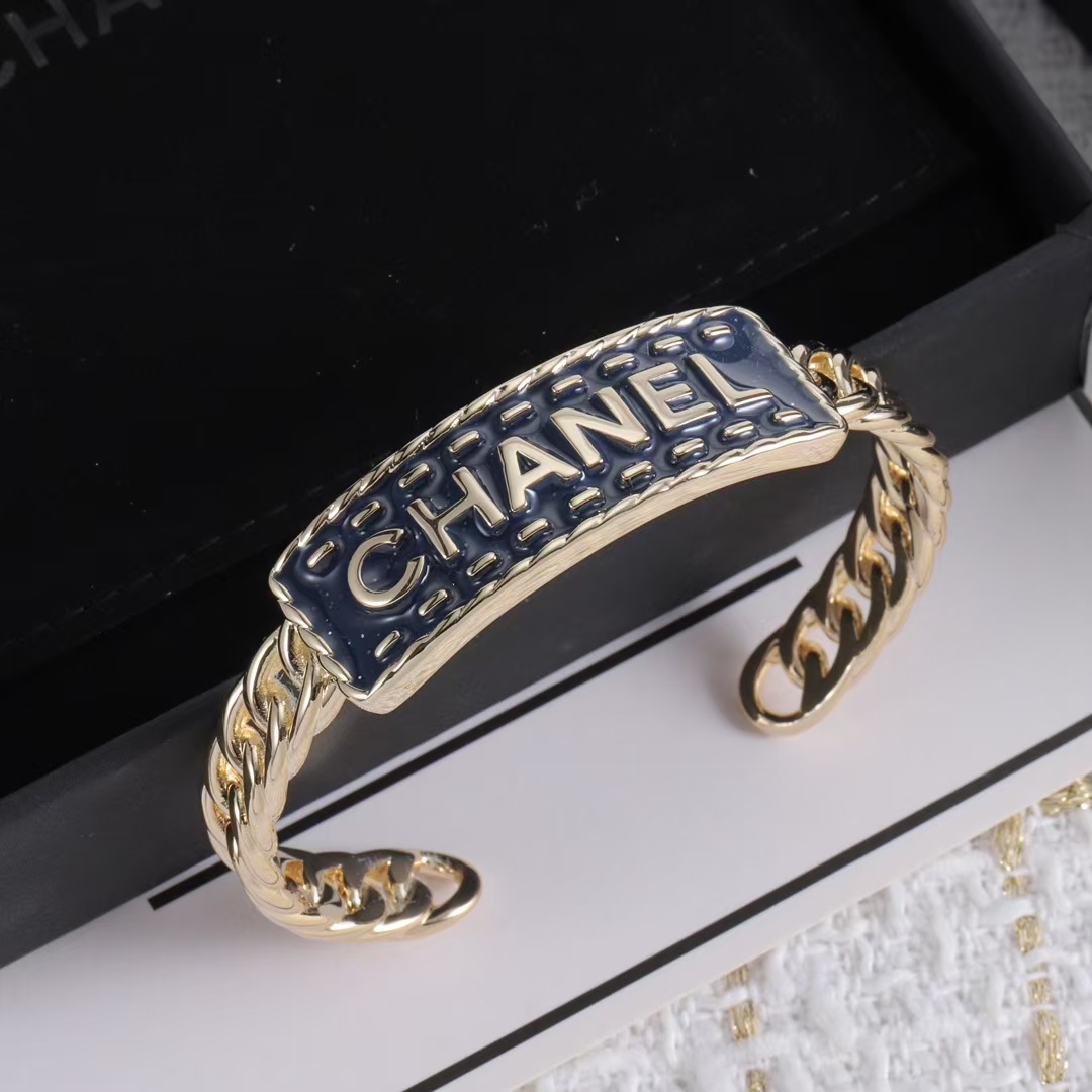 Replica Chanel Letters Denim Open Bangle Bracelet