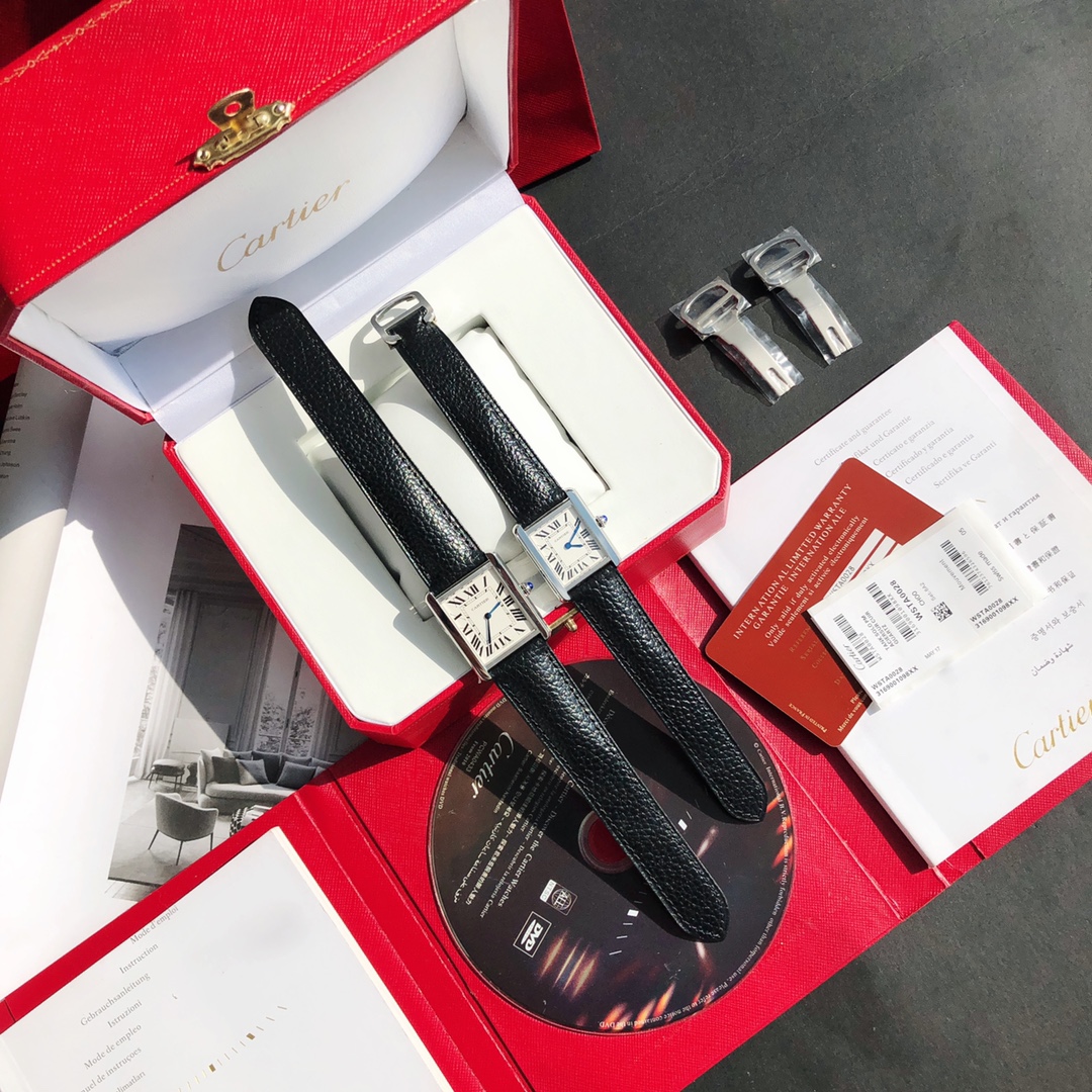 Replica Cartier Classic Tank Series Calf Leather Strap Women Watch