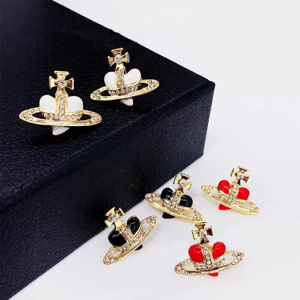 Replica Vivienne Westwood Enamel Love Heart Saturn Earring Stud