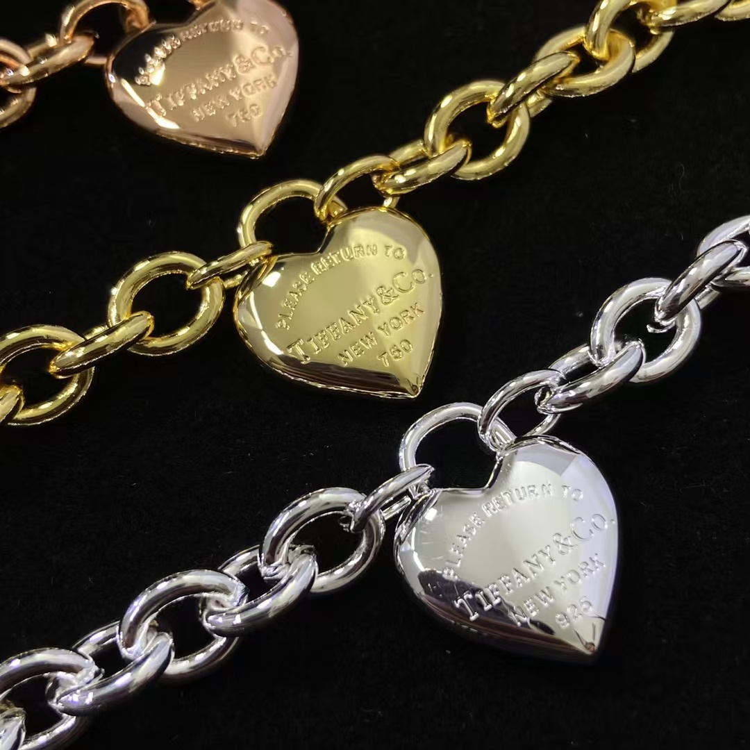 Replica Tiffany Heart Charm OT Clasp Bracelet