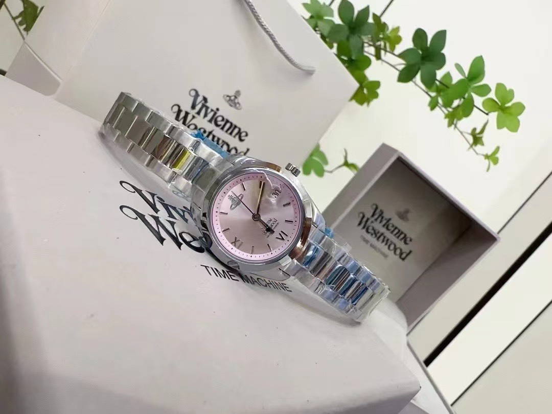 Replica Vivienne Westwood Light Pink Dial Saturn Watch - 28MM