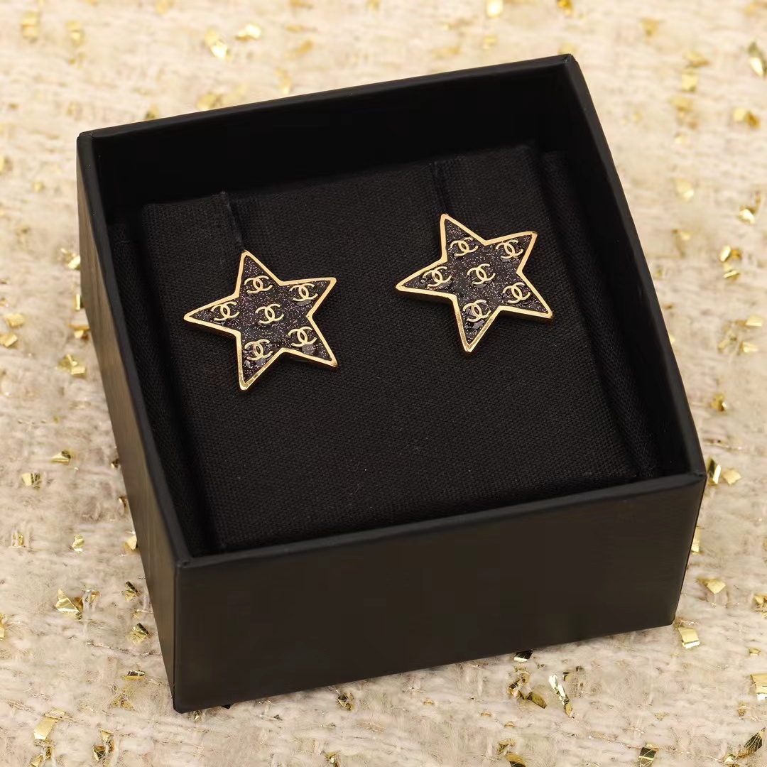 Replica Chanel Black Star Earrings