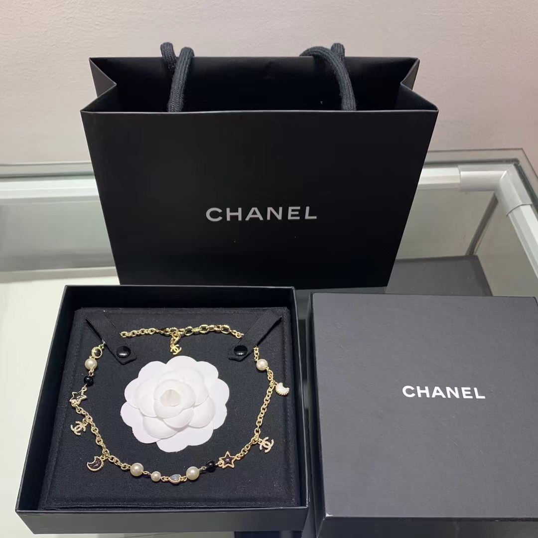 Replica Chanel Moon Star Pearl Charms Necklace