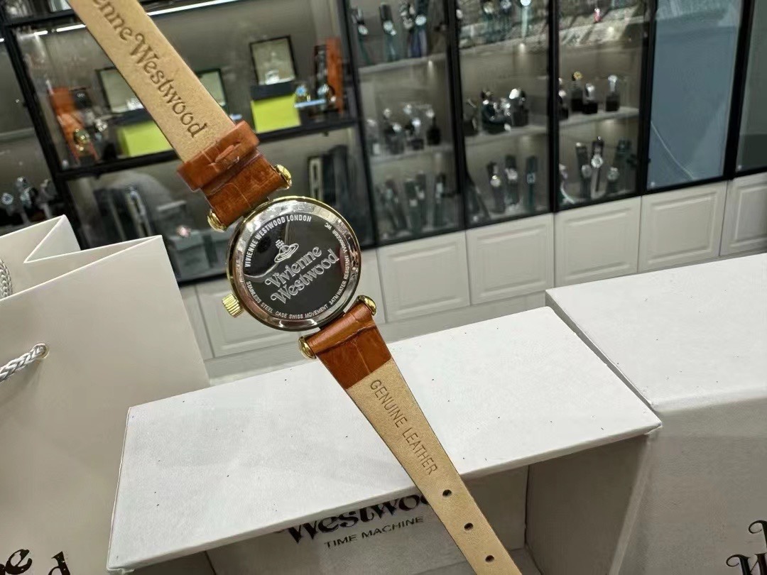 Replica Vivienne Westwood Brown Genuine Leather Band Watch - 23MM