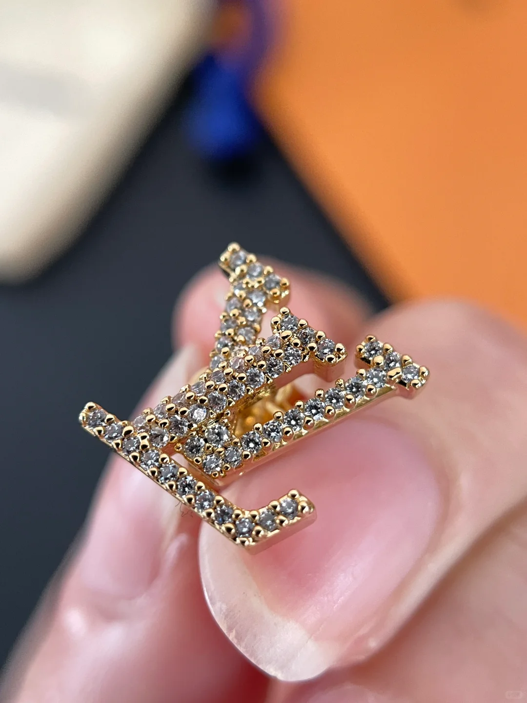 Replica Louis Vuitton Diamond LV Letter Earrings