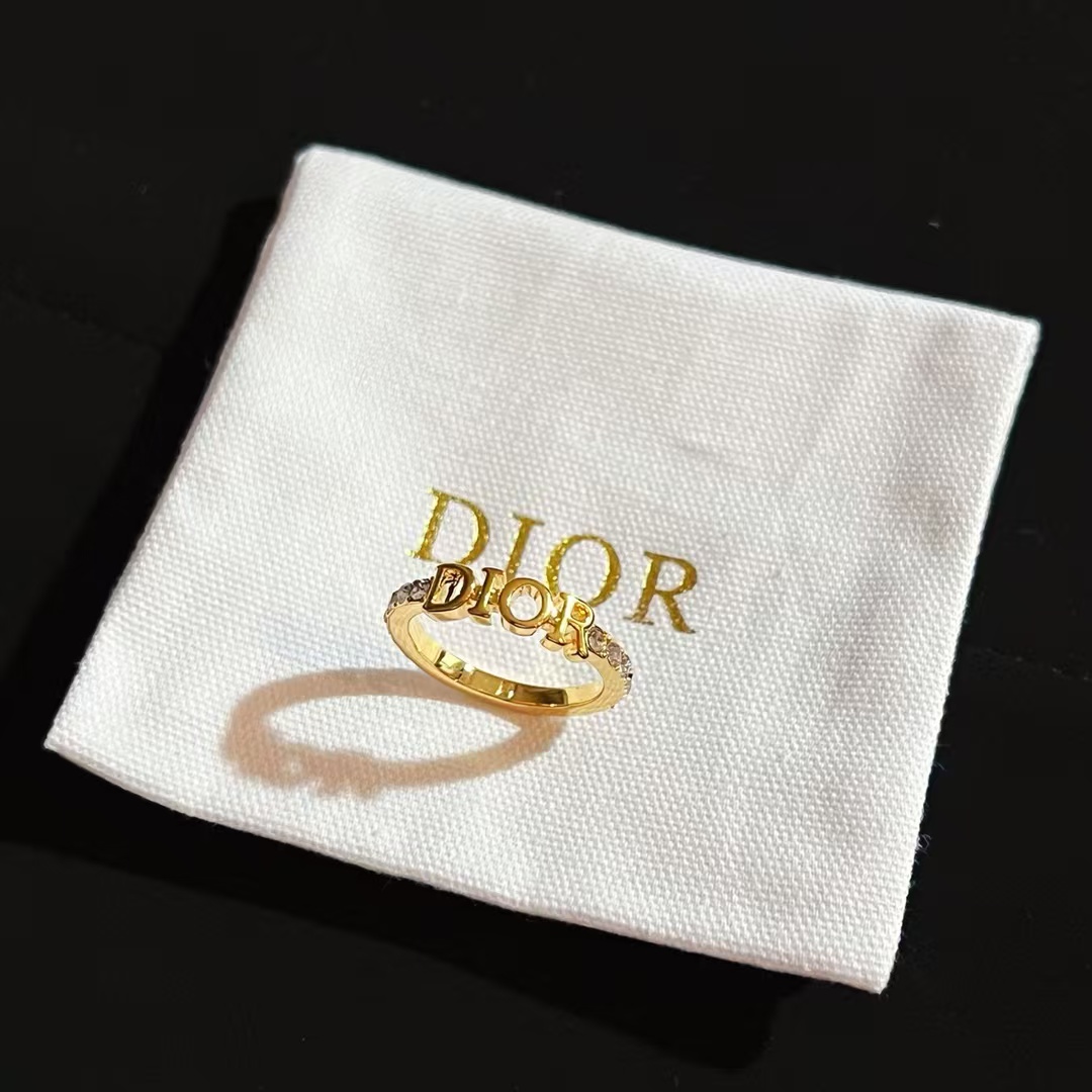 Replica Dior Letters Diamond Paved Ring