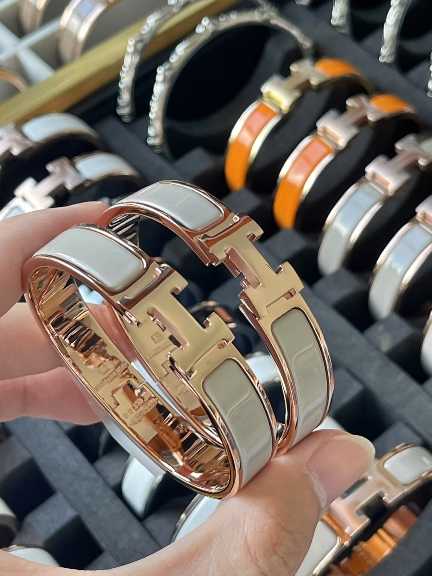 Replica Hermes Wide H Enamel Bracelet