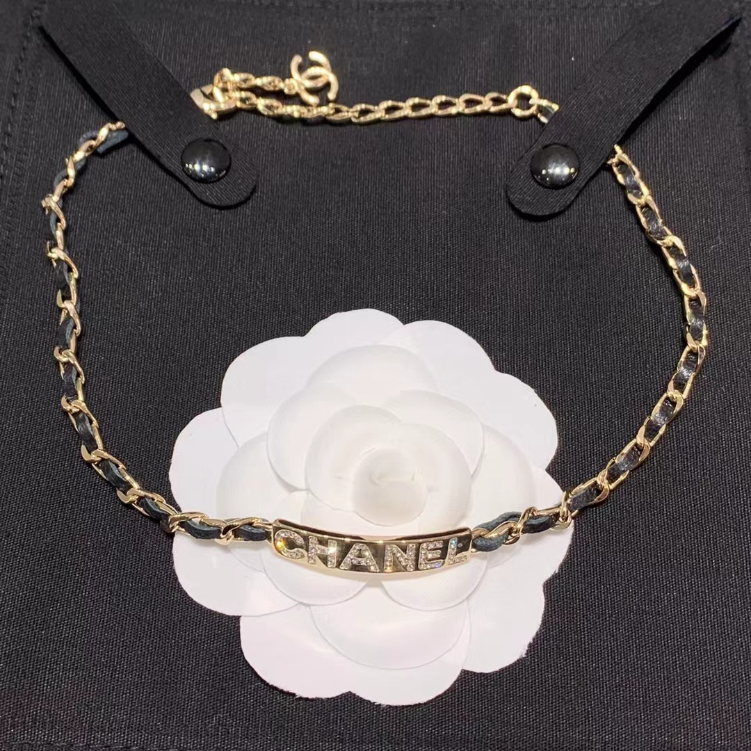 Replica Chanel Leather Cuban Chain Choker Necklace