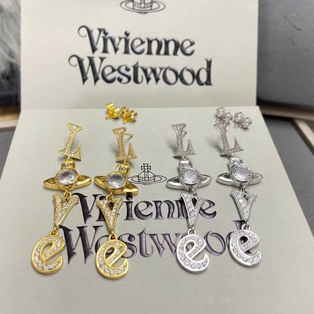 Replica Vivienne Westwood Letter LOVE Long Style Earrings