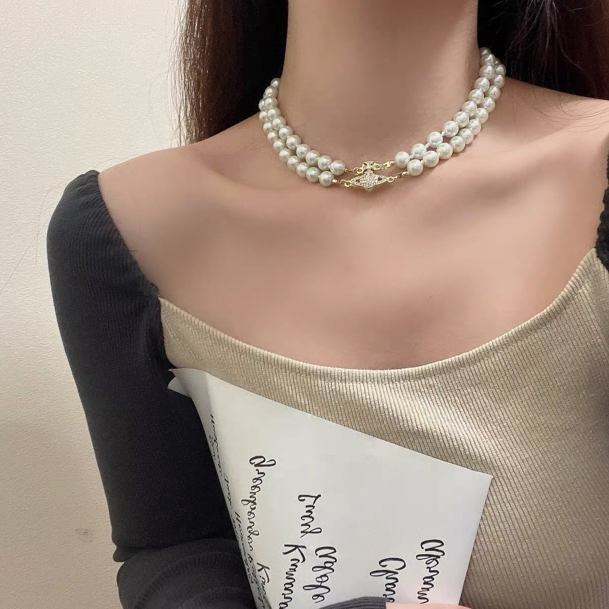 Replica Vivienne Westwood 2 Row Pearl Necklace