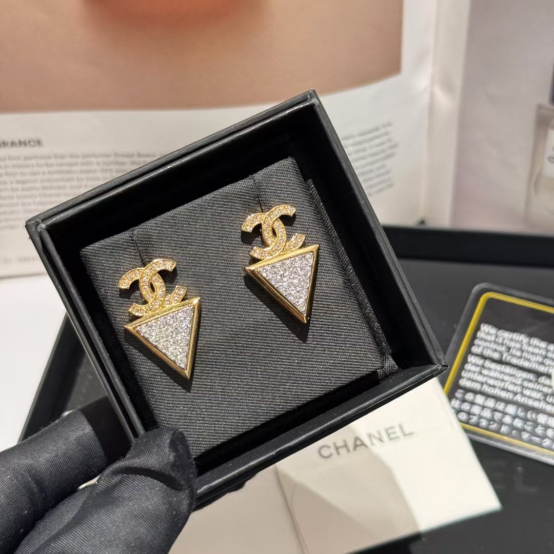 Replica Chanel Geometric Triangle Stud Earrings