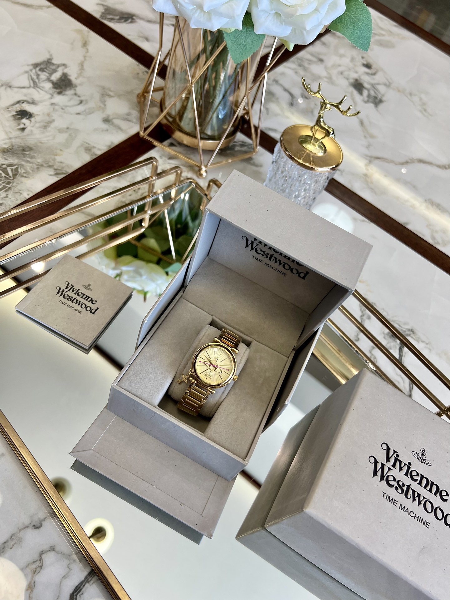 Replica Vivienne Westwood Gold Dial Gold Band Watch - 30MM