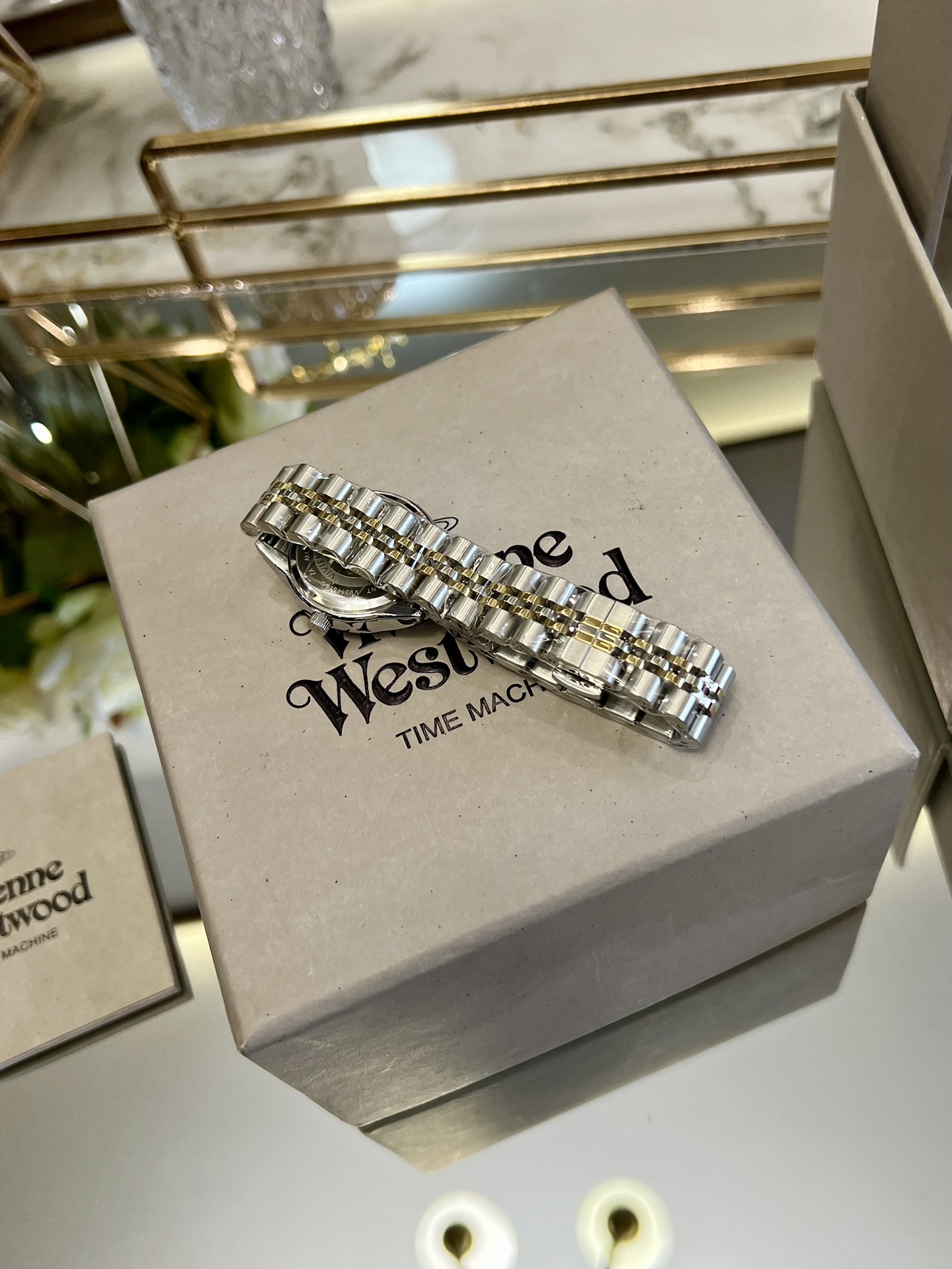 Replica Vivienne Westwood Silver Gold Mixed Color Band Watch - 30MM