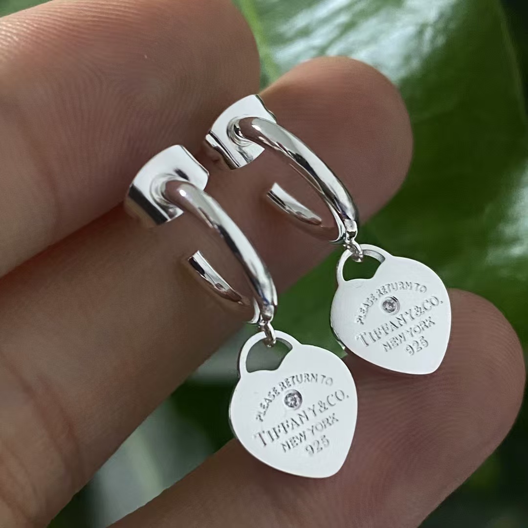 Replica Tiffany Heart Drop Hoop Earrings