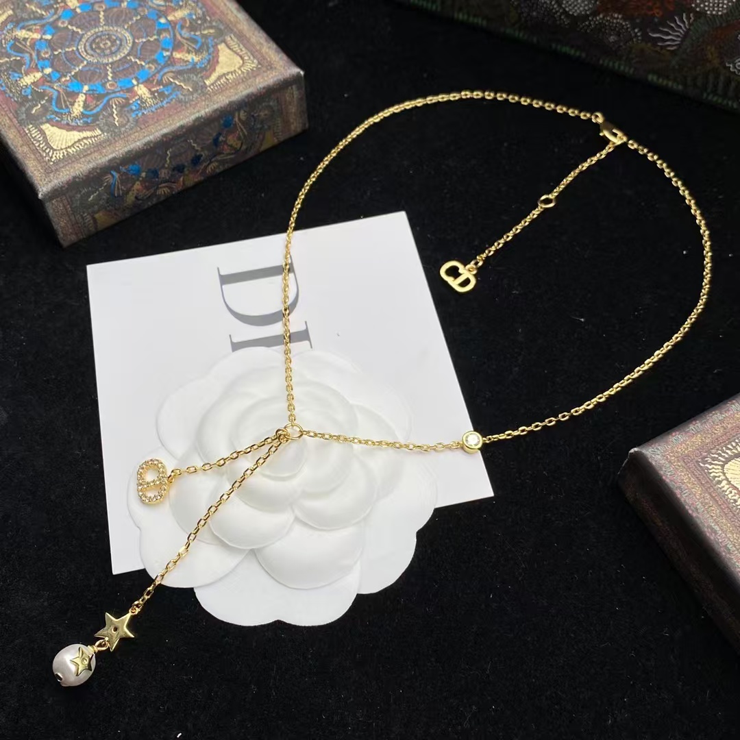 Replica Dior Star Pearl Long Drop Y Necklace