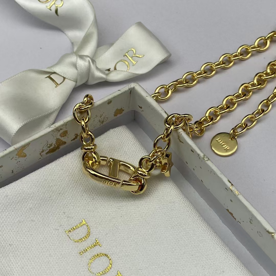 Replica Dior CD Pendant with Star Pearl Charm Necklace