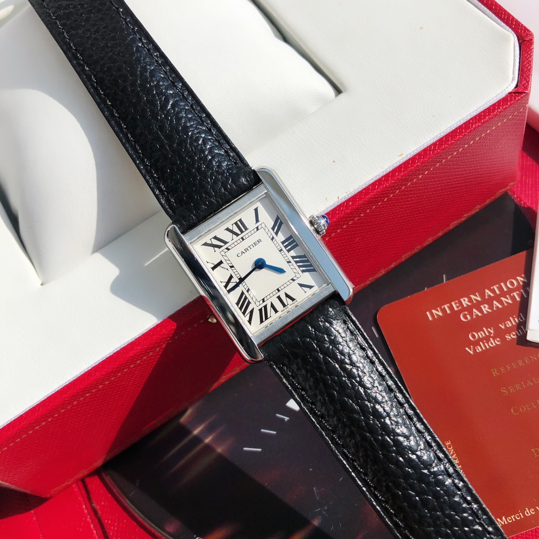 Replica Cartier Classic Tank Series Calf Leather Strap Women Watch