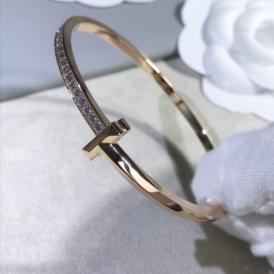 Replica Tiffany T1 Narrow Diamond Hinged Bangle
