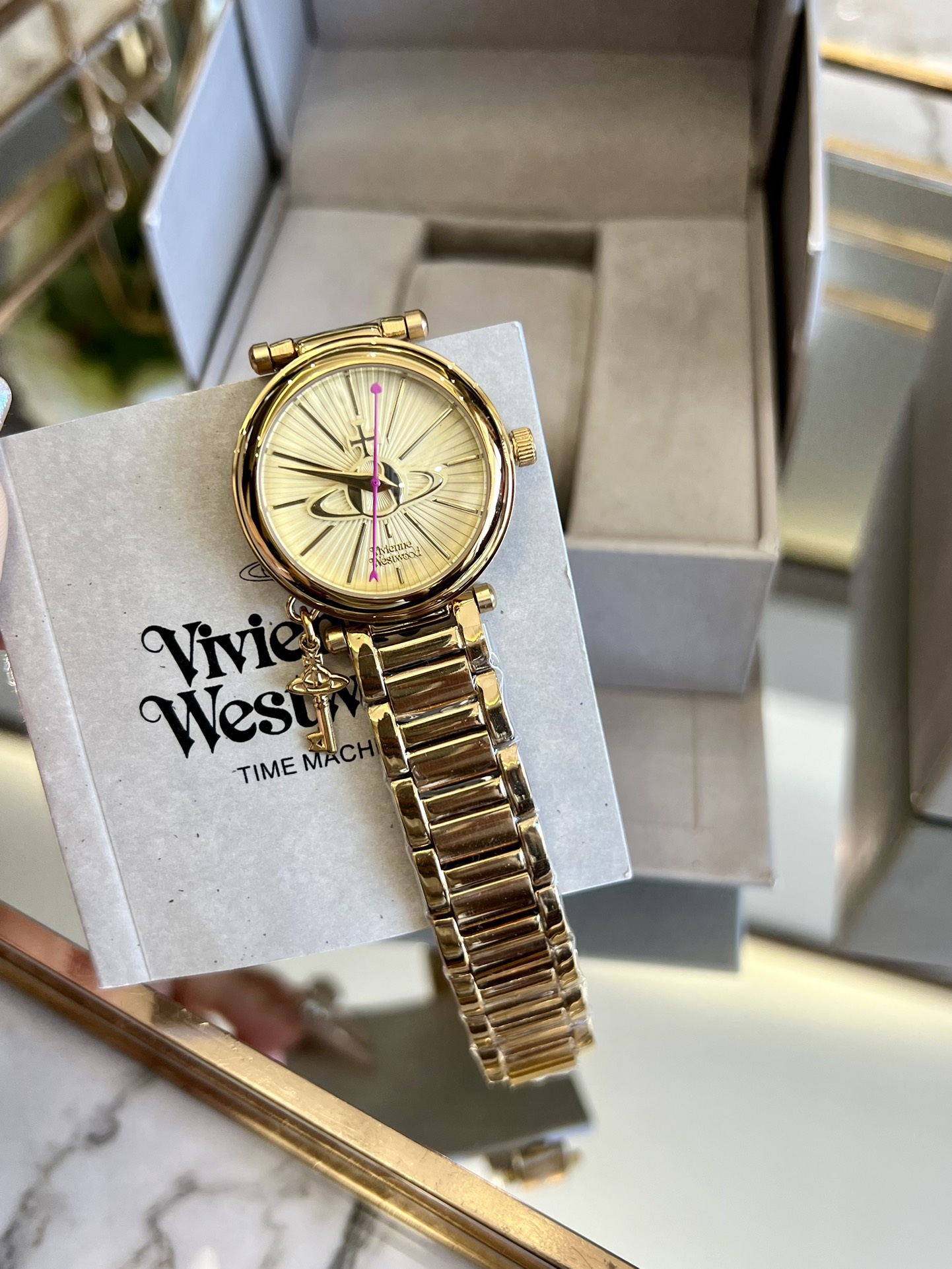 Replica Vivienne Westwood Gold Dial Gold Band Watch - 30MM