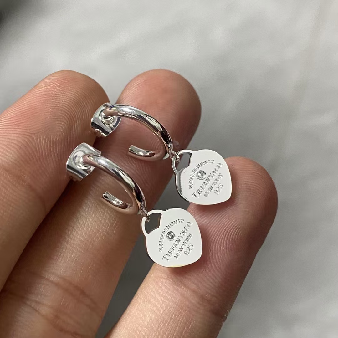 Replica Tiffany Heart Drop Hoop Earrings