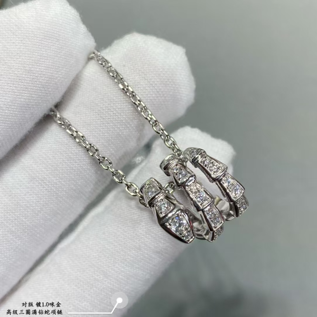 Replica Bvlgari Serpenti Viper Necklace - Full Diamond